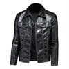 Cuero de los hombres Faux Causal Vintage Chaqueta Abrigo Hombres Traje Diseño Motor Biker Zip Pocket PU Business Ropa simple 4XL 230912