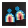 10 Colors Polymer Clay Earrings Rainbow Charm Earring Handmade For Teachers Days Gift Drop Delivery