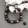 Bracciale in ematite con occhio di tigre, regolabile manualmente, per uomini, gioielli con pietre energetiche per la perdita di peso