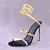 Strap High Women Sandals Snake Heel Heel zomer 2024 Ankle Banquet feestschoenen Narrow Band Heels Ladies Gladiator 681 S