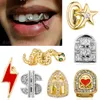 18-каратное золото Одиночные брекеты Grillz Хип-хоп со льдом Цирконий Змеиные зубы Зубной рот Клык Грили Зубная шапка Хэллоуин Вечеринка Вампир Рэпер Ювелирные изделия для тела оптом