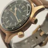 Armbanduhren Zinn Bronze Automatische mechanische leuchtende Herrenuhr mit Retro-Farbwechselwerk ETA2824 Stabile und langlebige Rindslederstra