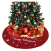 Carpets Christmas Decorations 98CM Linen Machine Embroidered Alphabet Tree Skirt Bottom Apron