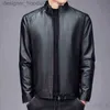 Men's Fur Faux Fur Stand Collar Leather Jackets Mens Large Size Black Bomber Coats Faux Imitation Leather Moto Jackets Zipper 2022 New Undefined T220728 L230913