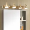 현대식 LED 욕실 벽 램프 거울 전면 황금 바디 스콘 화장실 아크릴 패널 벽 조명기구