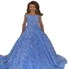 Robe de concours de fille irisée 2023 velours sequin perles épaule dénudée petit enfant anniversaire robe de soirée formelle a-ligne enfant en bas âge adolescents P220H