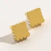 High Quality 18K Gold Plated Luxury Brand Designers Letters Ear Stud Stainless Steel Flower Geometric Famous Women Steel Seal Prin205t