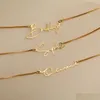 Collane con ciondolo Nome in oro personalizzato con catena a scatola Gioielli fatti a mano personalizzati Regalo di compleanno per sua mamma 230407 Ciondolo con consegna a goccia Dhn3O