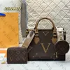 Women tote bag crossbody shoulder designer luxury handbags genuine leather fashion girl shopping purse high quality 2pcs/set with wallet chaoka-230908-108