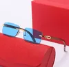 2023 QC Men's Glasses Designer Sunglasses Women's Fashion Rimless Rectangular Coated Sunglasses UV400 Wood Glasses Men's Glasses C4