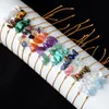 Unregelmäßiges Kristall-Armband mit natürlichem Chip-Stein, Seil, verstellbar, geflochtene Kies-Edelstein-Perlenarmbänder für Frauen