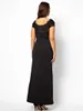 Sukienki w dużych rozmiarach Elegancka letnia koronkowa sukienka z krótkim rękawem Kobiety Czarne długie Maxi Slit Even Enven Clothing