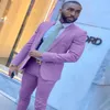 Men's Suits & Blazers Light Purple Slim Fit Suit Notched Lapel For Formal Wedding Two Pieces Male Tuxedos Groom Prom Roupas M317u