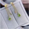 Stud Earrings Fine Jewelry 925 Sterling Sier Inset With Natural Gems Womens Luxury Fashion Star Peridot Ear Supports Detectio Drop Del Dho7G