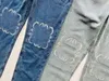 Kvinnor jeans ihålig designer broderi patch mörkblå rak jeans high street vänta hiphop jean kvinnor kläder storlek 25-30