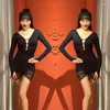 Sahne Giyim Latin Dans Elbisesi Seksi Sırtsız Performans Kostümü Kadınlar Siyah Dantel Hemline Chacha Rumba Samba Yarışma Elbiseleri DL10932