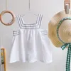 Clothing Sets 2023 Summer Kid Clothes Girl Set White Sleeveless Top Plaid Pants 2Pcs Children Baby