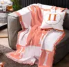 Kwaliteit Moderne Home Sofa Handdoek Oranje Grote Merk Gebreide Deken Mode Cover Dekens Stofkap