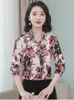 Damesblouses Zijden blouse Damesmode Satijn Vintage overhemd met lange mouwen Elegante kledingoverhemden voor OL-bedrukking Tops