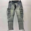 Amirs дизайнерские мужские джинсы Amirs new high street Multi Pocket старая синяя рабочая одежда локомотив стиральная лента джинсы tide бренд poiso302S