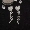 Дизайнерские серьги роскошные романтики, полные алмазов, любовь, сережки.