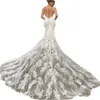 Sukienki ślubne syrena 2023 głębokie bez rękawów w szyku w dekolcie z długoterminowym plecy małżeństwo wykonane niestandardowe plus rozmiary vestidos de novia gb1202x6265f