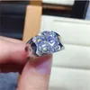 الذكور المصنوعة يدويًا 5CT Lab Moissanite Diamond Ring 925 Sterling Silver Engagement Band Band Rings for Men Party Gift