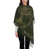 Ubranie etniczne spersonalizowane druk zielone i złote drzewo życia szalik kobiety mężczyźni zimowi ciepłe szaliki