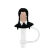 wednesday adams family straw cover topper silicone accessories cover charms reusable splash proof drinking dust plug decorative DIY your ZZ