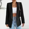 Trajes de mujer Color sólido Mujer Traje de trabajo con frente abierto Estilo elegante Cuello en V Slim Fit Clásico Oficina Blazer Chaquetas Abrigo de manga larga Diario