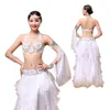 Vêtements de scène Costume de danse du ventre Ensemble de costume de performance Ensemble de soutien-gorge et couverture de taille pour femmes adultes sexy