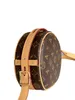 Hong Kong Authentic Leather Round Cake Bag Women's 2023 New Old Flower Slant Bag Avancerad Känsla liten runda väska Höst och vinter en-axelväska