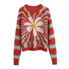 Women's Sweaters Foreign Trade Spain Autumn And Winter Print Fashion Flower Jacquard Ladies Knitted Sweater