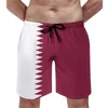 Pantalones cortos para hombres Anime Beach Bandera de Qatar Estiramiento suelto Vintage Deportes masculinos Cordón ajustable Transpirable Secado rápido