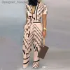 Women's Jumpsuits Rompers Designer Womens Wide Leg Jumpsuits Sexy Contrast Color Patchwork Fashion Printed Button Cardigan Rompers L230913