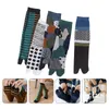 Women Socks 5 Pairs Tabi Cotton Stockings Slipper Grippers Breathable Two- Toe Japanese Style Absorb Sweat Two-finger Two-Toe