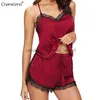 Women's Sleep Lounge Women's Sleepwear 2pc Women Sexy Lingerie Lace Satin Camisole Trousers Pajamas Sleep Wear Home Clothes 2023L230913