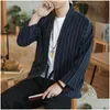 Męskie koszule M-5xl plus size męskie mieszanki bawełniane bawełniane płaszcze otwarte przednie kardigan Kimono Spring Japońskie streetwear vintage clo ot9xu