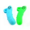 Colorful Silicone Pipes Banana Cucumber Monster Design Style Metal Filter Porous Screen Bowl Portable Herb Tobacco Cigarette Holder Smoking Handpipes DHL