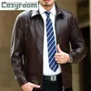 Men's Fur Fausse fourrure hommes veste en cuir de mouton naturel automne et hiver marque vestes en cuir véritable pour hommes épaississement manteau en cuir à revers 211018 L230913