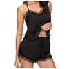 Women's Sleep Lounge Women's Sleepwear 2pc Women Sexy Lingerie Lace Satin Camisole Trousers Pajamas Sleep Wear Home Clothes 2023L230913