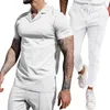 Polos de hombre 2023 verano Wafflevcollar Casual Polo manga corta pantalones traje ropa