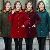 Dames Trenchcoats Winter Warm Dun gewatteerd jack Parka's met lange mouwen Bont Capuchon Middelbare leeftijd Dames Katoen gewatteerde tops Katoenen moederjas