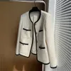 Chaquetas de mujer elegante chaqueta de tweed de lujo mujer abrigo negro de un solo pecho otoño vintage beige coreano chic outwear oficina damas de gran tamaño 3xl 230912