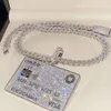 Vittguldpläterat solid Sier VVS Moissanite Diamond Iced Out Credit Card Pendant