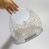 Błyszcząca przez kobiety przezroczysta akrylowa torba na obiad z diamentową wodą Diamentową torbę rąk 230913
