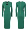 904 XL 2023 Abito da passerella stile milanese Autunno girocollo manica lunga Nero Bianco Verde Marchio Stesso stile Impero Abito da donna Moda YL