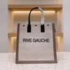 Rive Gauche Womens Trend Luxurys Designer Tote Stor tote Bag Embroidery 3D Handväska Top Linen Shopping Beach Bags Travel Leather Crossbody Shoulder Satchel Textile
