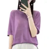 Damenpullover T-Shirt Frauen Casual Sommerkleidung Femme Tops Mädchen Vintage Mode Büro Dame Solide Weiß Elegant O Hals Trendy Koreanisch