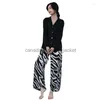 Women's Sleep Lounge Women's Sleepwear Ice Silk Pyjamas Women's Spring and Autumn Fashion Leisure Zebra Lång ärm Tvådelar Löst hemkläder230913